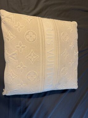 Louis Vuitton Cream Embossed Monogram Throw Pillow (beach pillow)